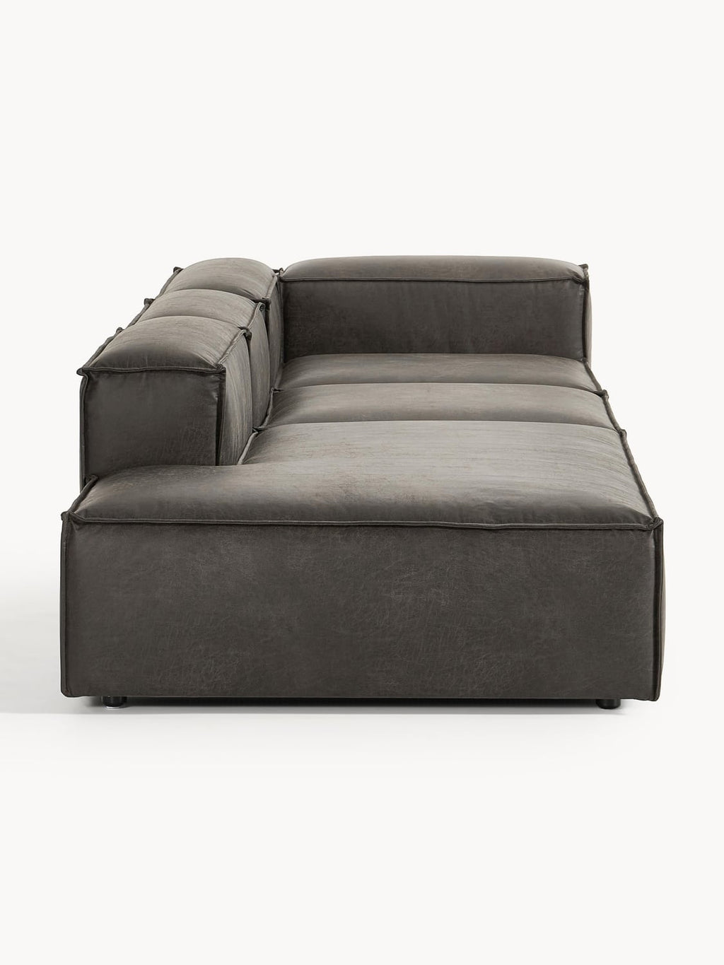 Lennon Modular XL Ottoman in Leather — Dark Grey
