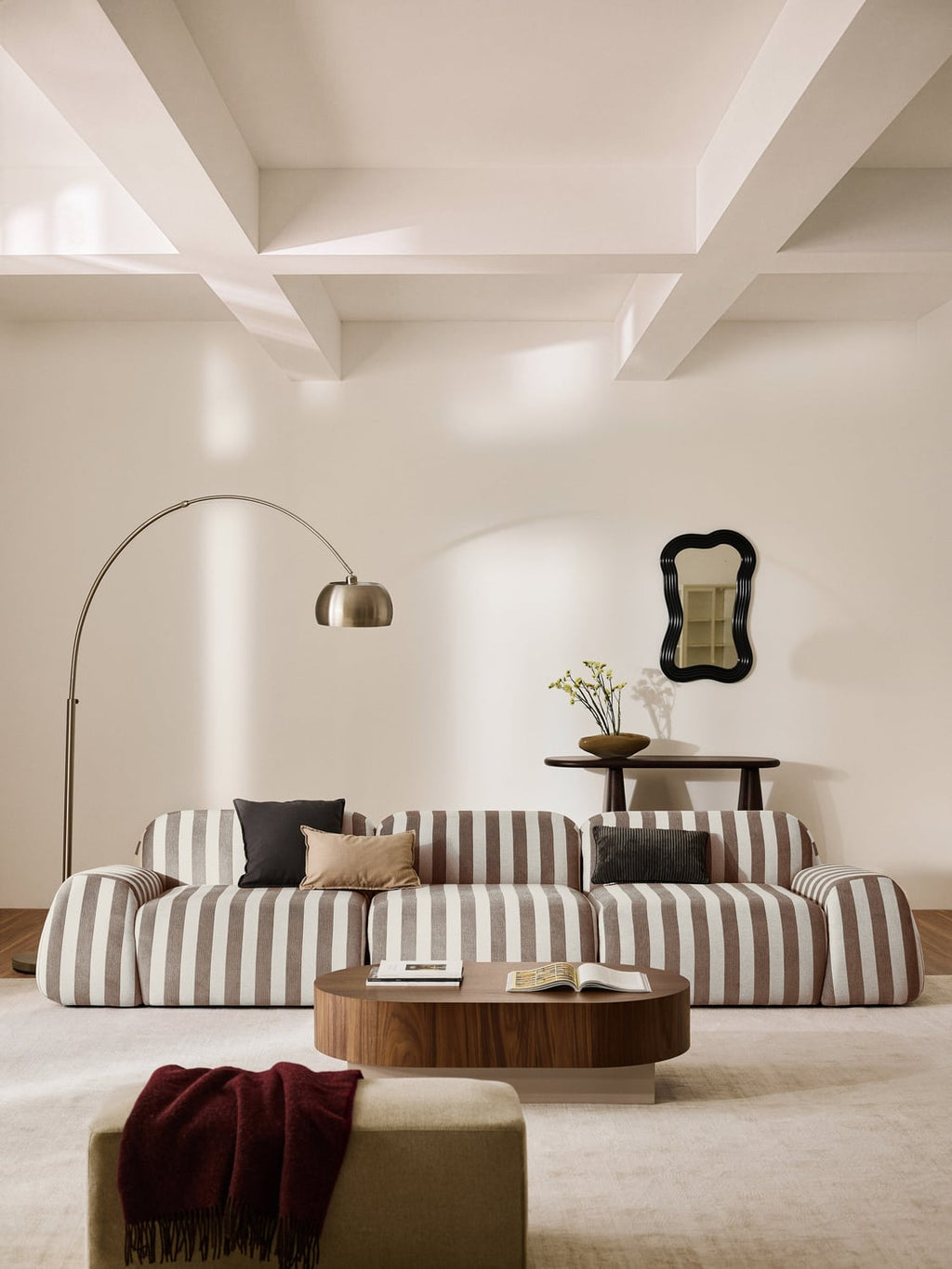 Wolke Modular Striped Sofa (4-seater) — Sage