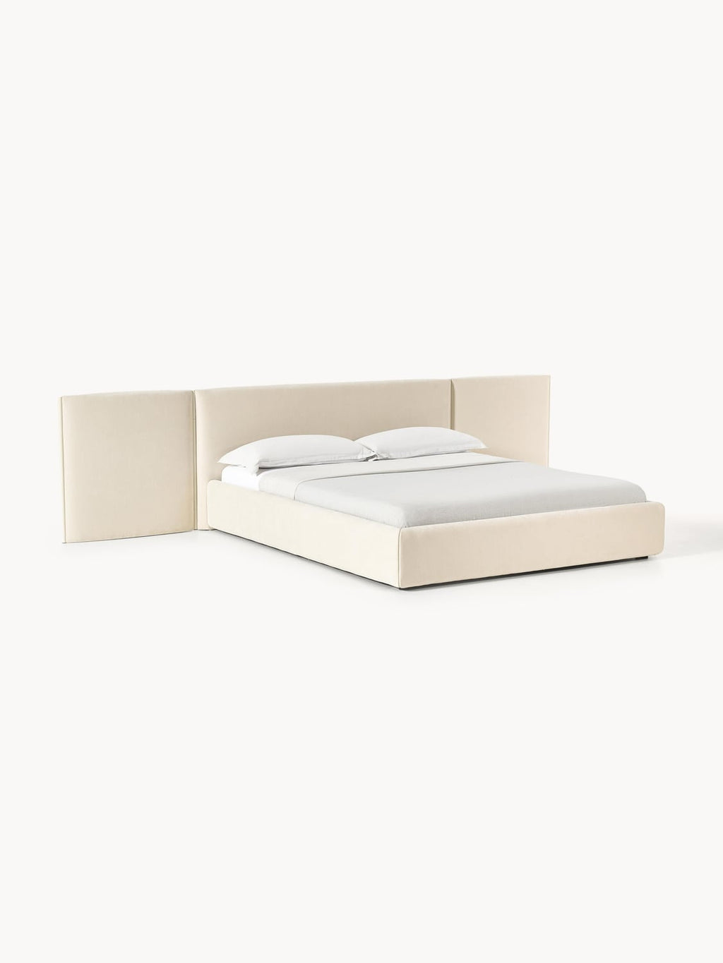 Otis Upholstered Bed with Folding Headboard — Off-White