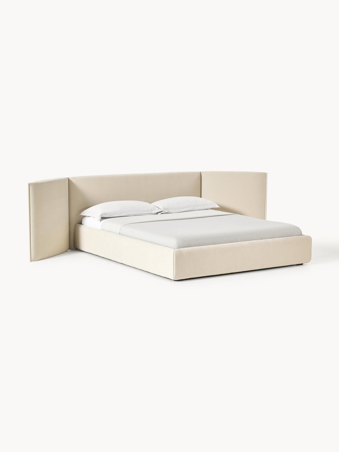 Otis Upholstered Bed with Folding Headboard — Off-White