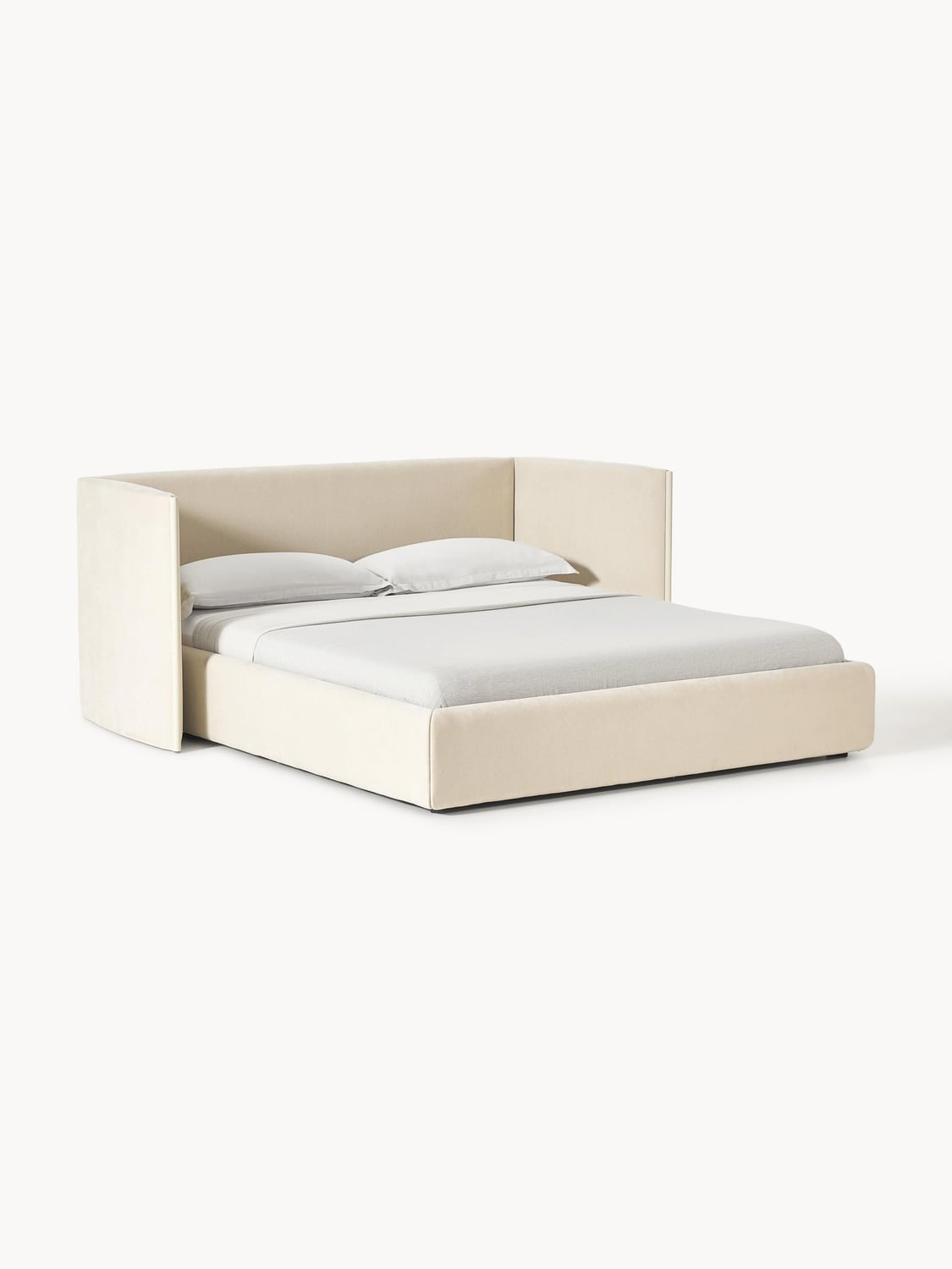 Otis Upholstered Bed with Folding Headboard — Off-White