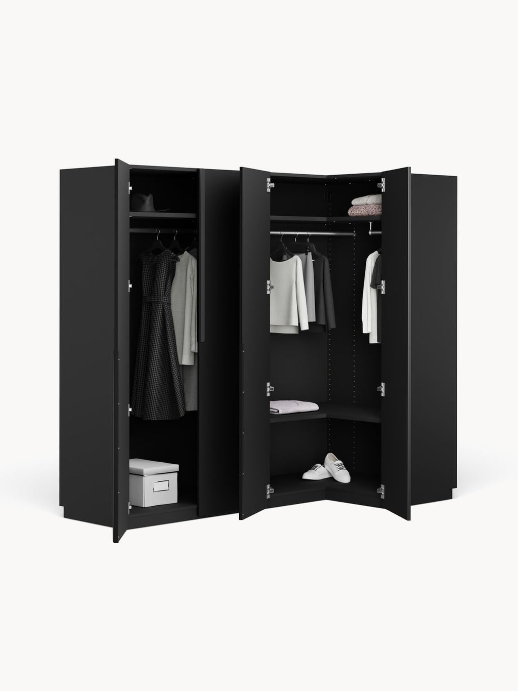 Leon Modular Corner Wardrobe, 215 cm Width, in various sizes — Charcoal