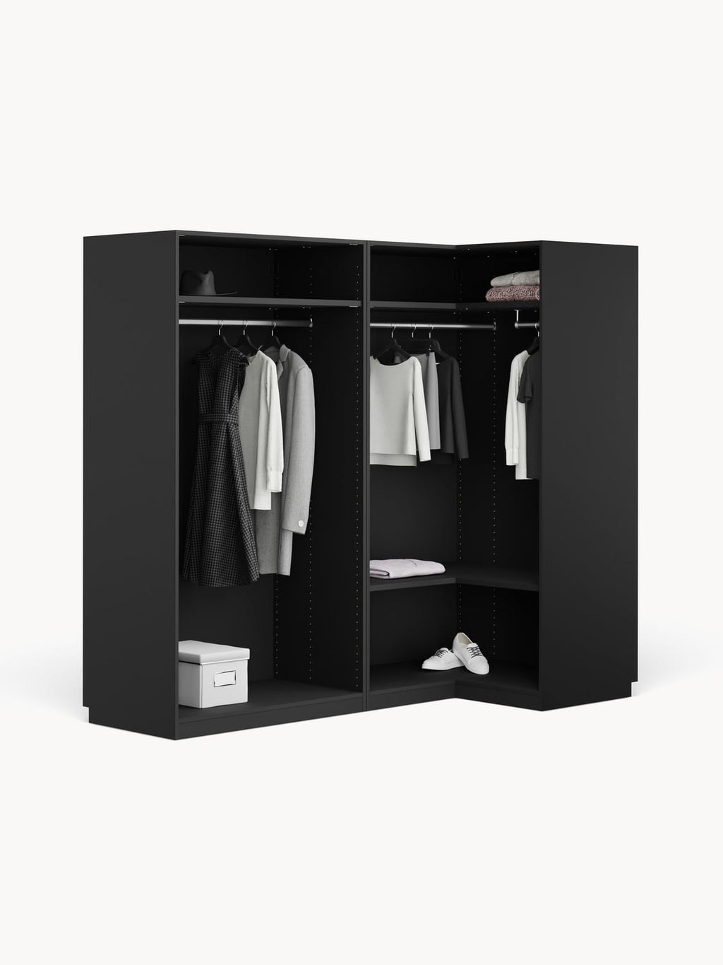 Leon Modular Corner Wardrobe, 215 cm Width, in various sizes — Charcoal