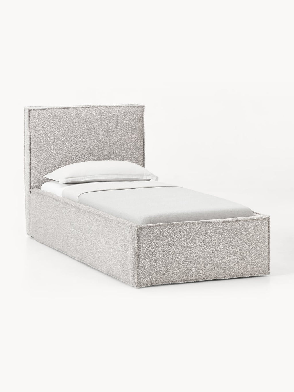 Dream Bouclé-Single Bed — Light Grey