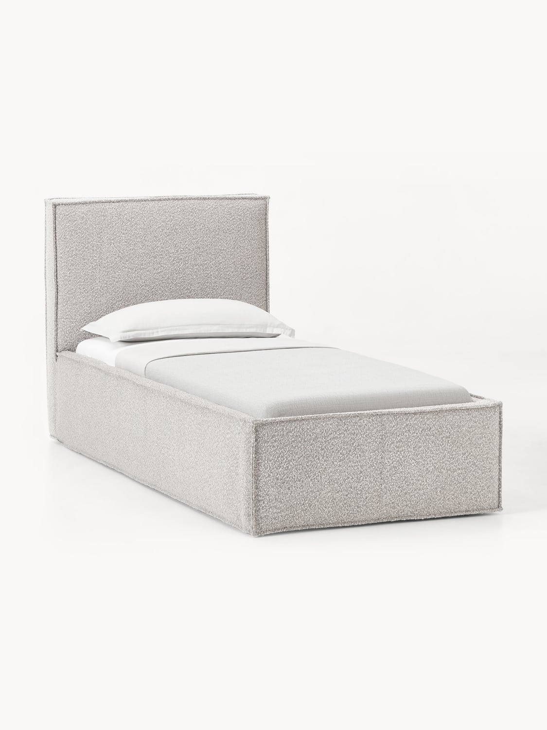 Dream Bouclé-Single Bed — Light Grey