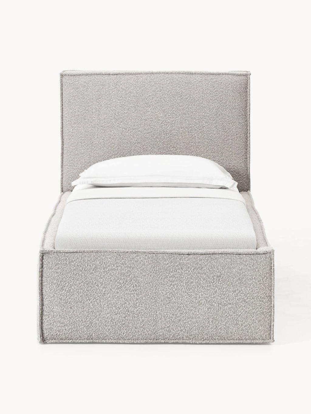 Dream Bouclé-Single Bed — Light Grey