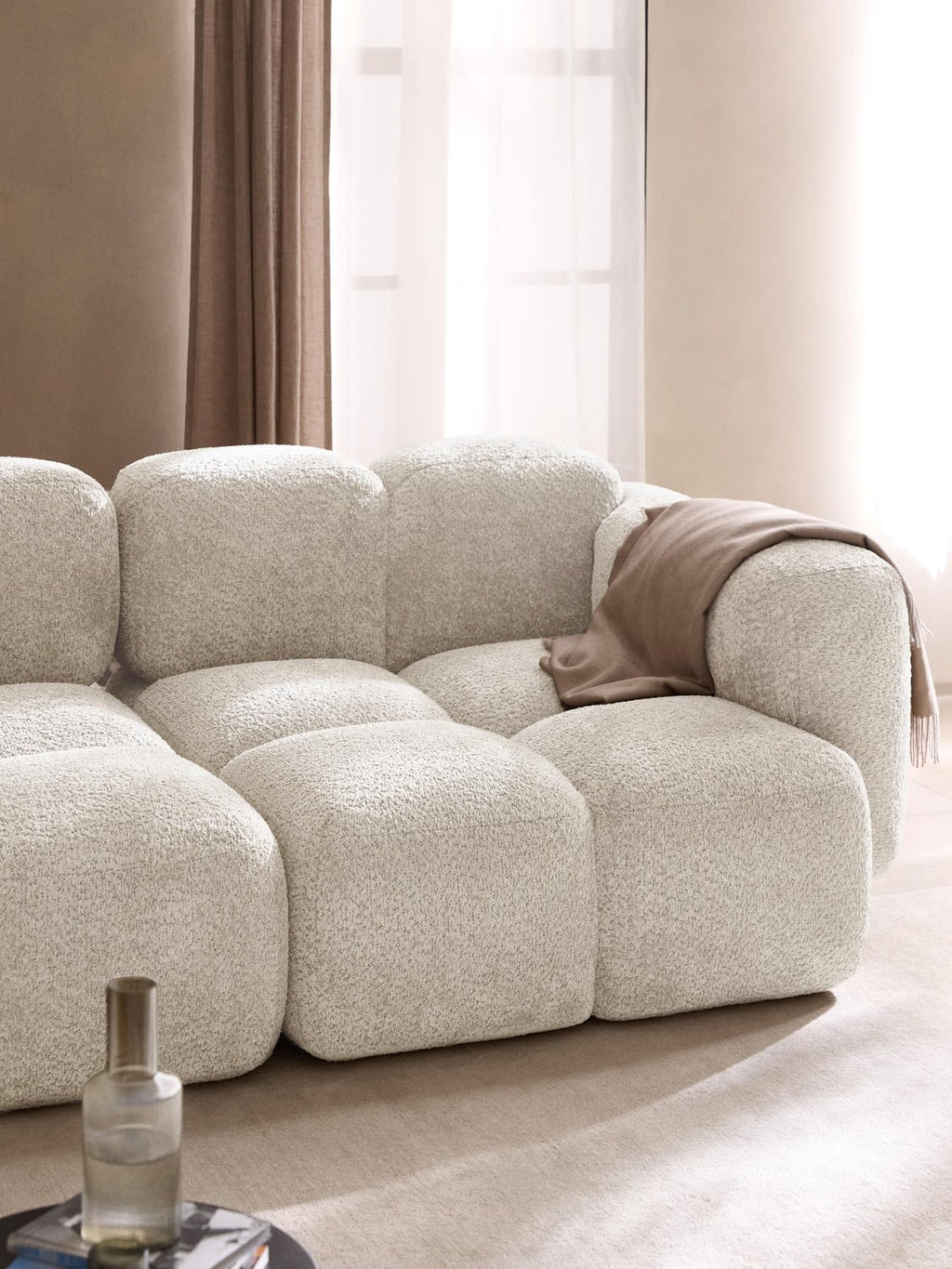 Tayla Corner Module in Teddy Bouclé — Off-White