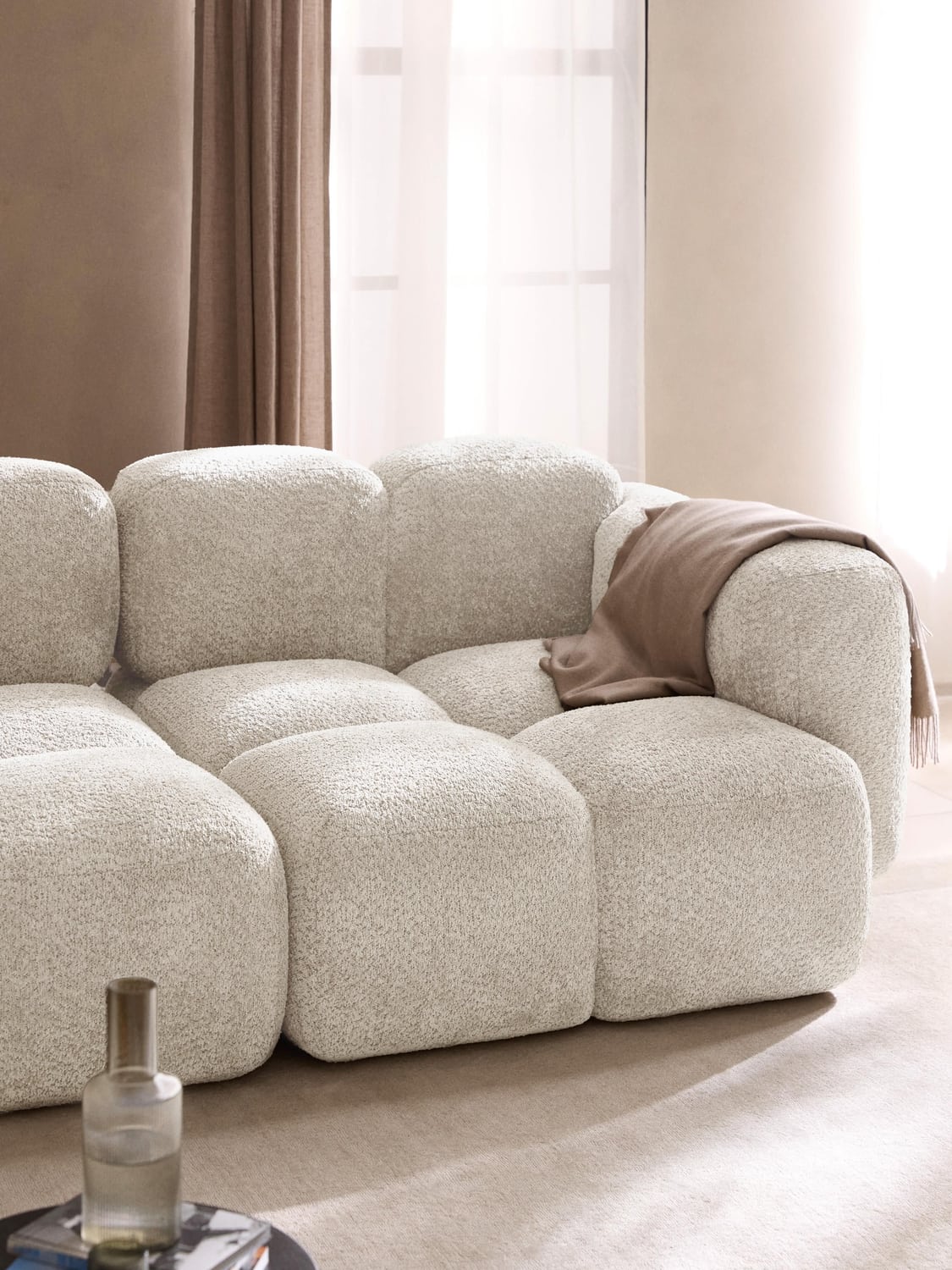 Tayla Corner Module in Teddy Bouclé — Off-White