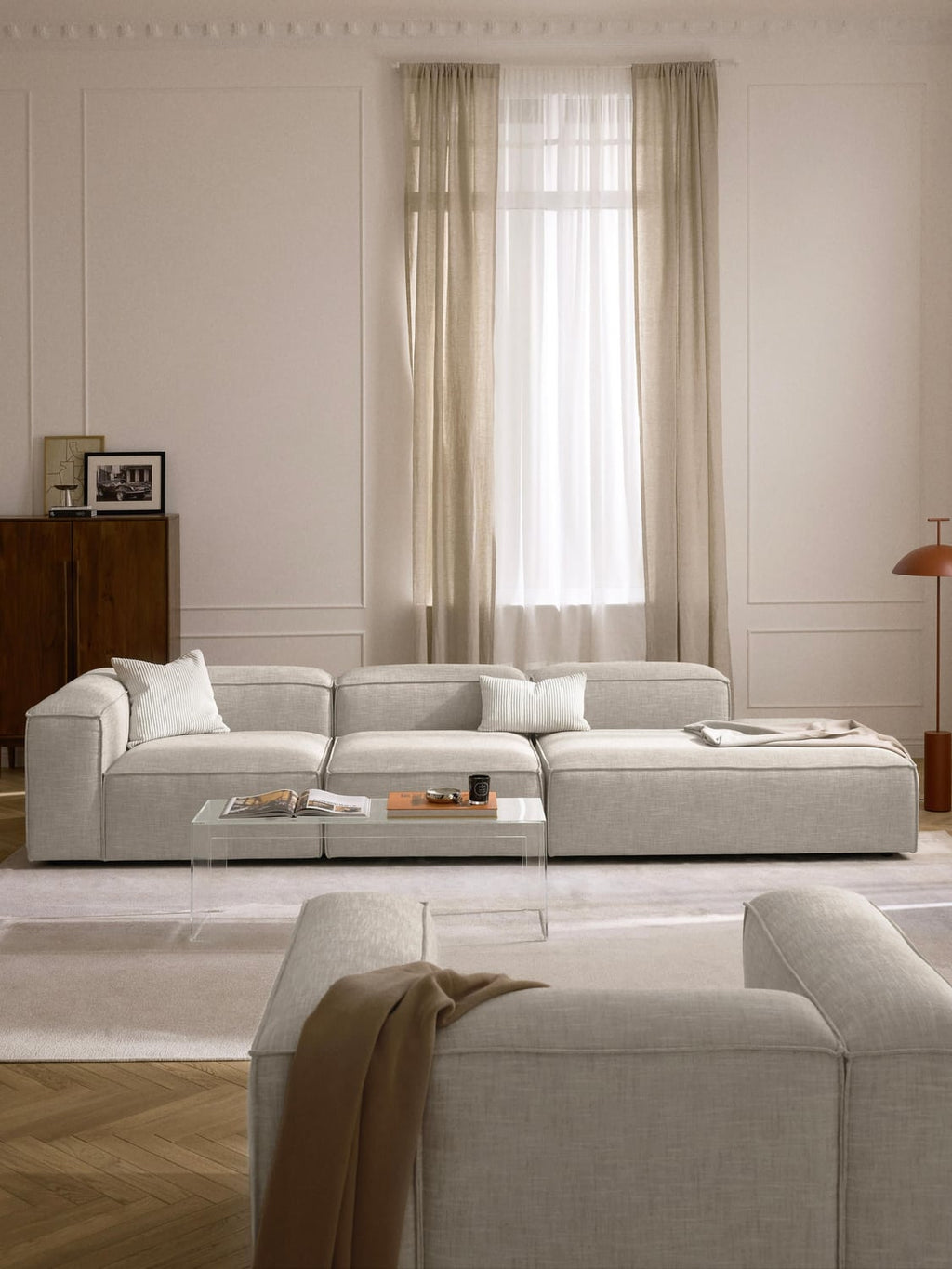 Lennon Modular XL Ottoman in Linen Blend — Oatmeal
