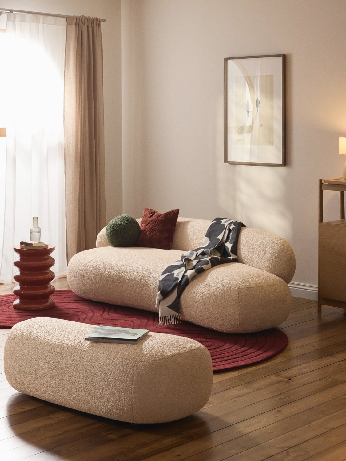 Alba XL Sofa Ottoman in Bouclé — Sand