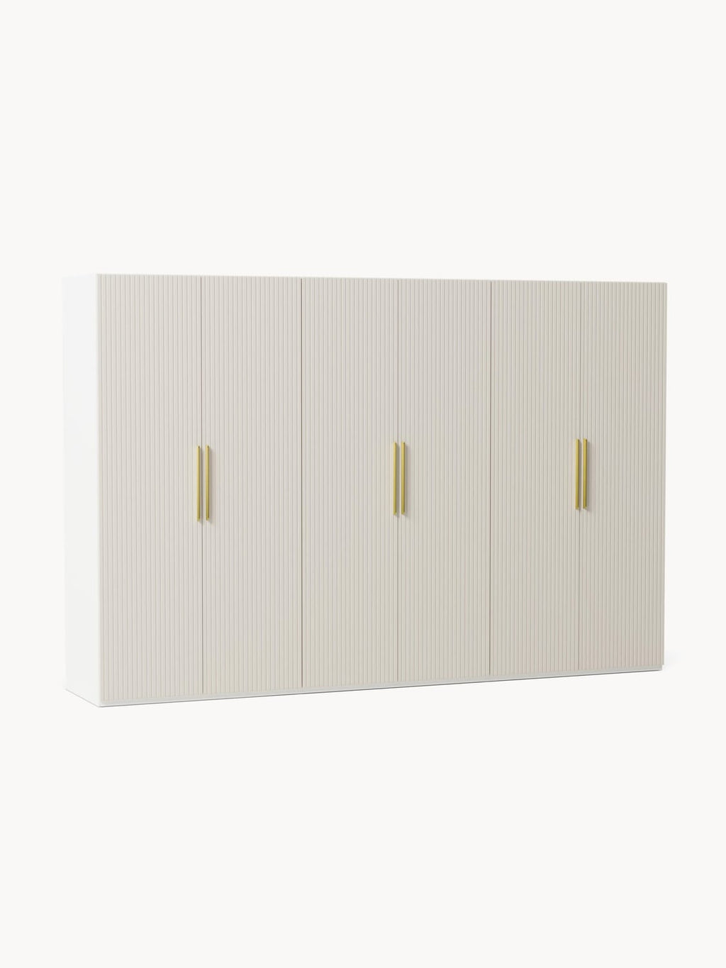 Simone Modular Hinged-Door Wardrobe, 300 cm Width, in various sizes — Light Grey