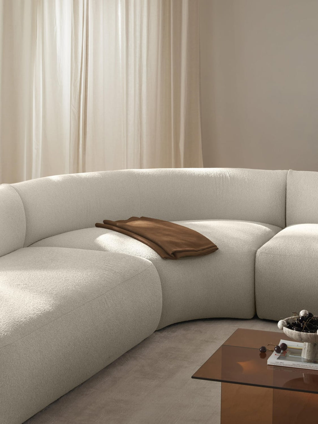 Sofia Round Bouclé Corner Module — Cream