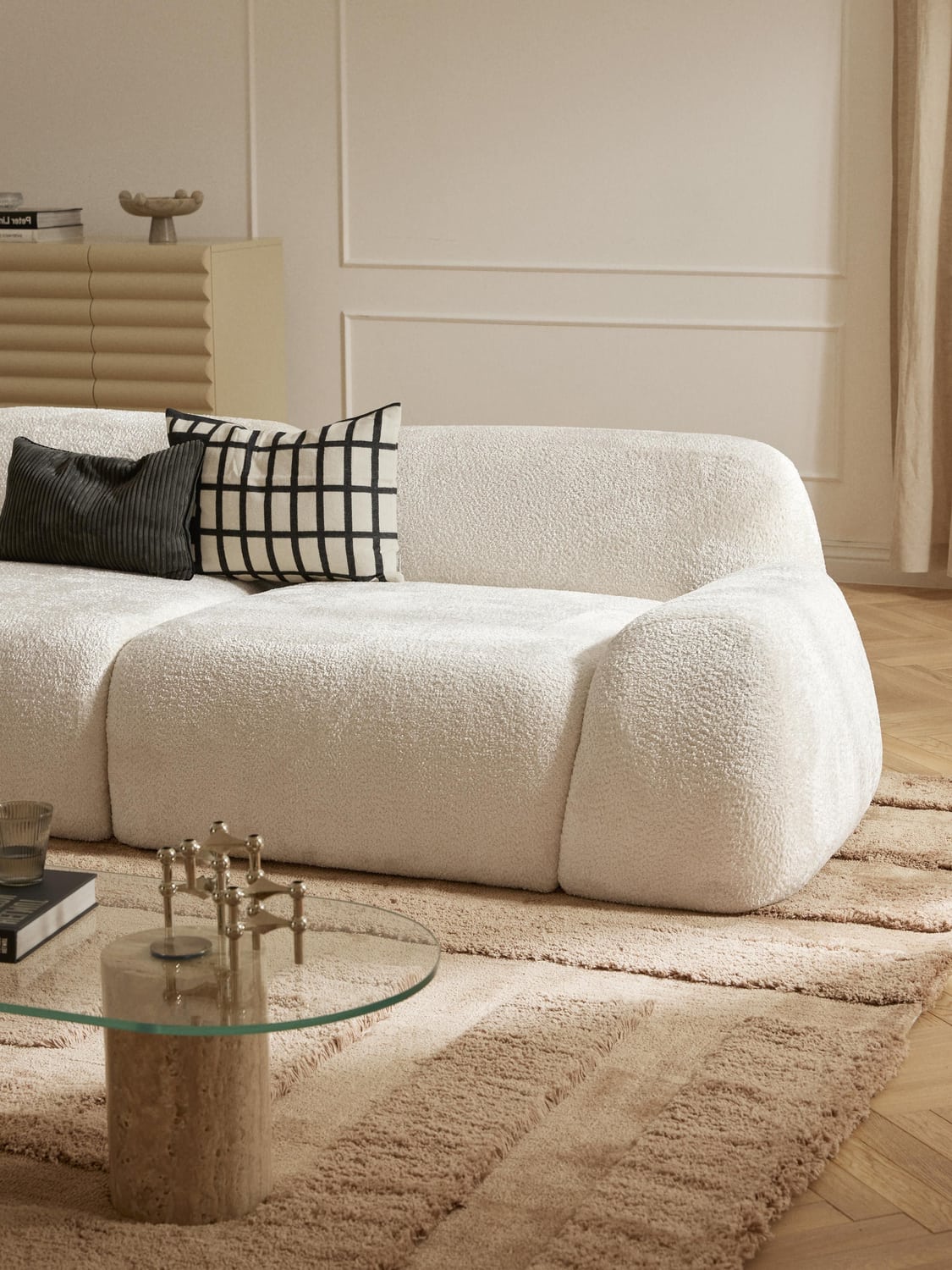 Wolke Teddy Bouclé Corner Module — Ivory