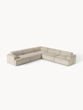 Melva Corduroy Corner Sofa (4-seater) — Sand Beige