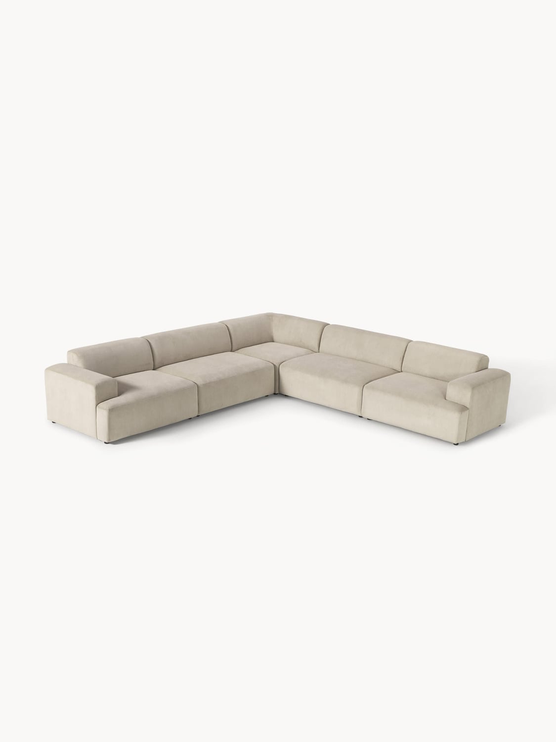 Melva Corduroy Corner Sofa (4-seater) — Sand Beige