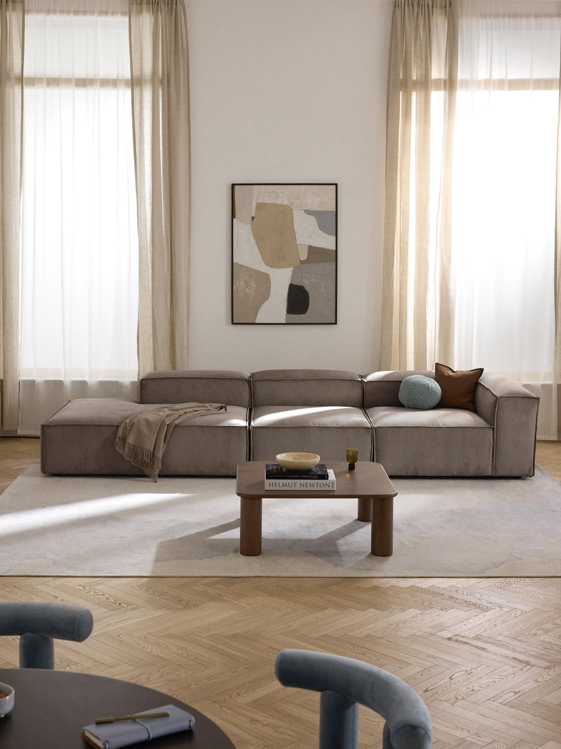 Lennon Ottoman Module in Corduroy — Taupe