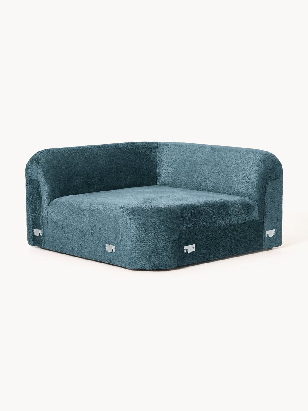 Wolke Round Teddy Bouclé Corner Module — Teal