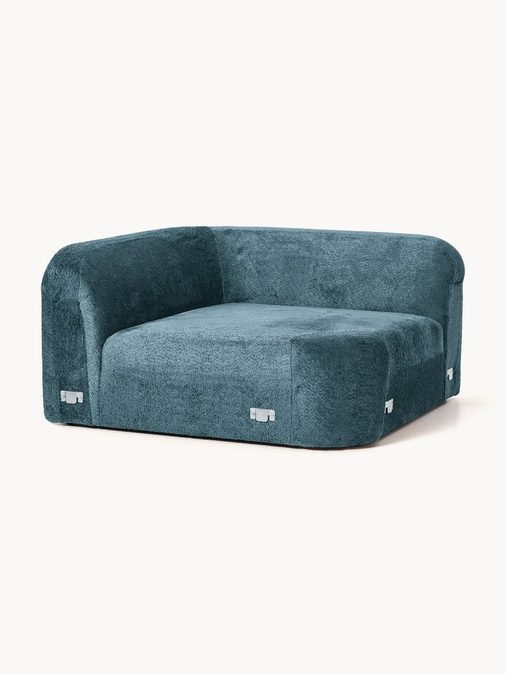 Wolke Round Teddy Bouclé Corner Module — Teal