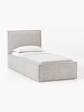 Dream Bouclé-Single Bed with Storage — Light Grey