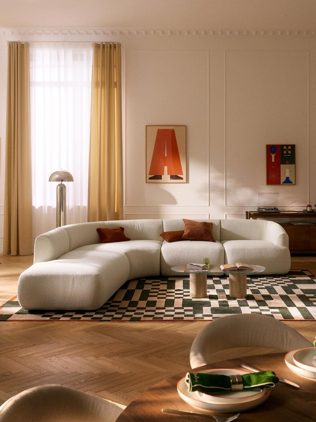 Sofia Modular Bouclé Corner Sofa (4-seater) — Cream