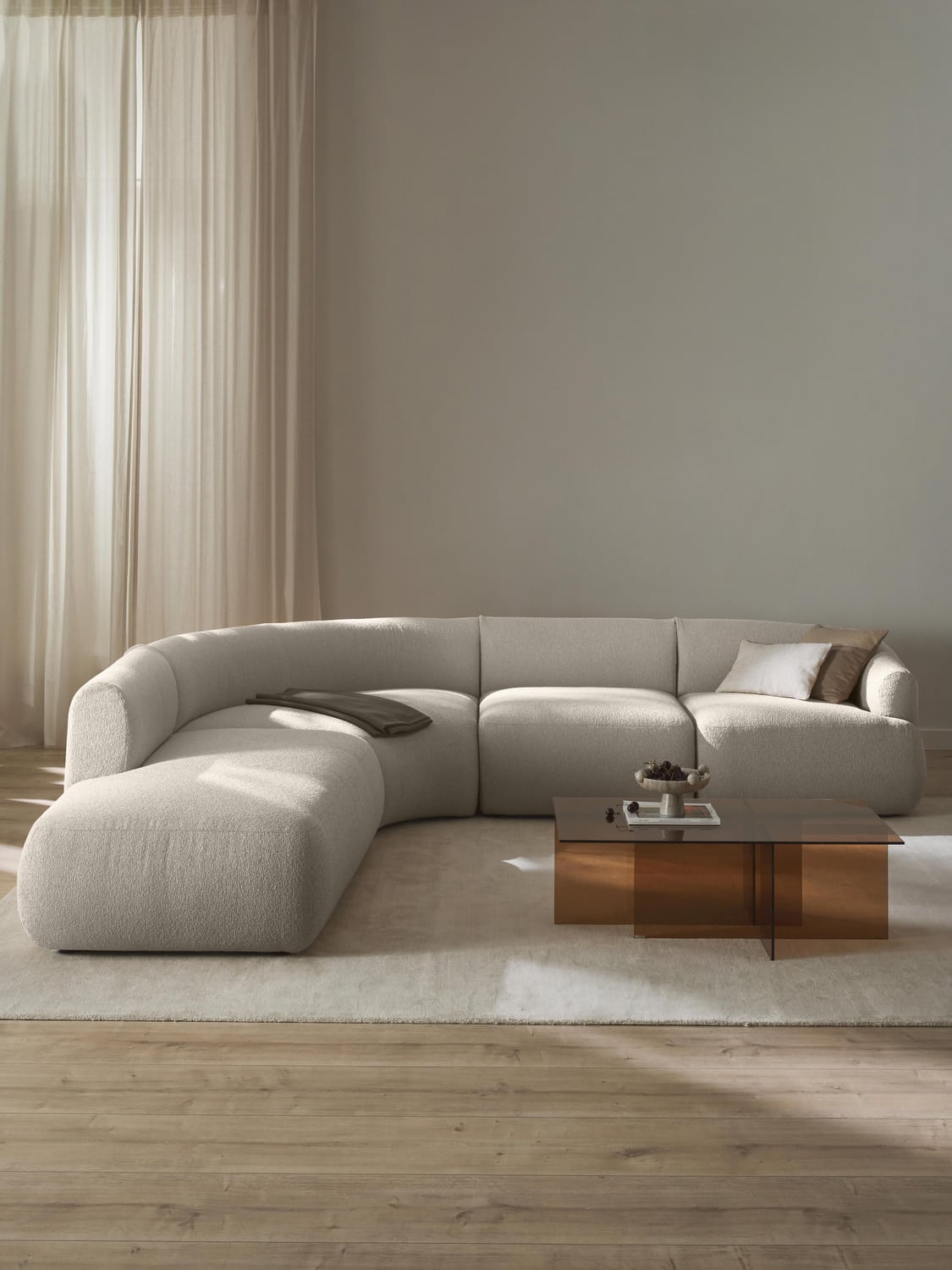 Sofia Modular Bouclé Corner Sofa (4-seater) — Bone White