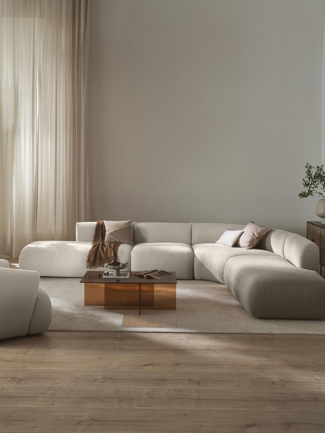 Sofia Modular Bouclé Corner Sofa (4-seater) — Porcelain