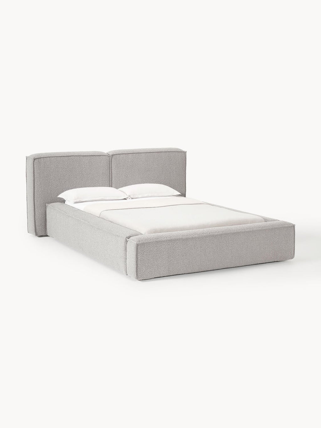 Lennon Bouclé Upholstered Bed — Light Grey