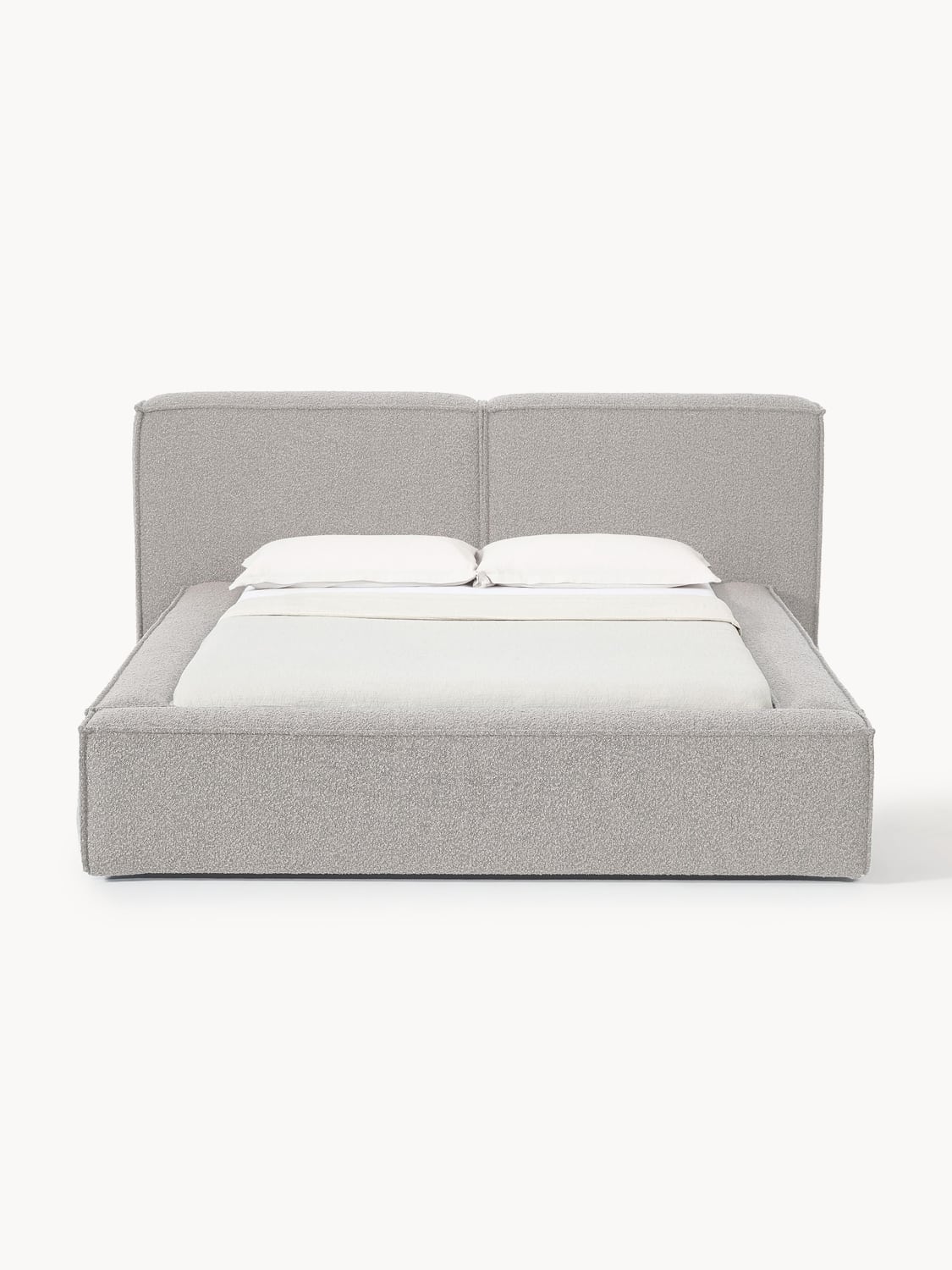 Lennon Bouclé Upholstered Bed — Light Grey
