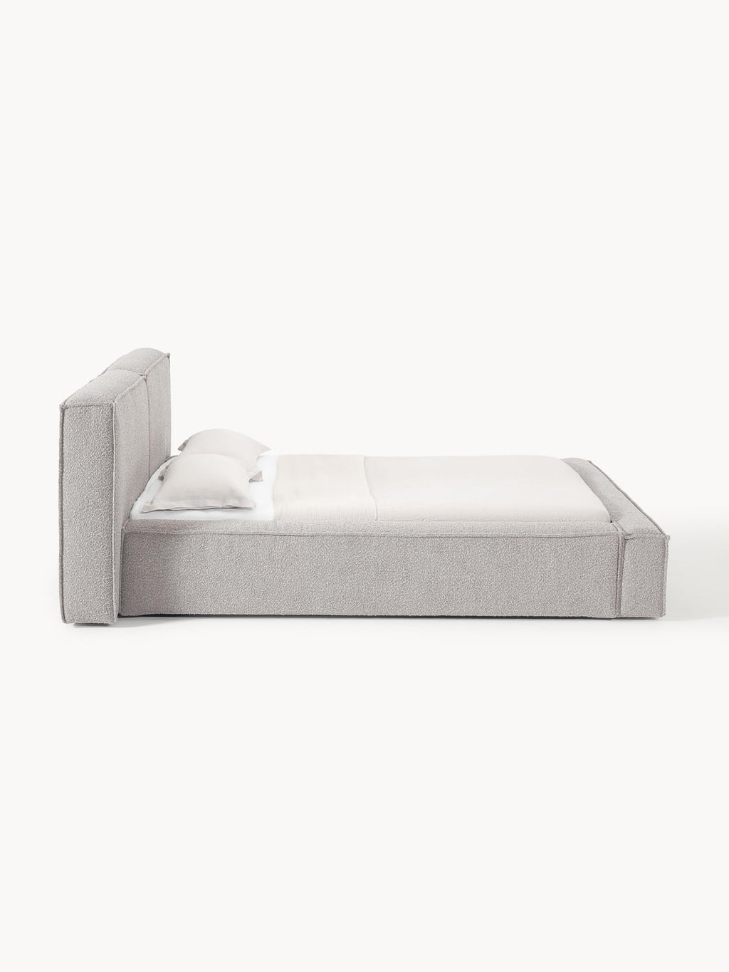 Lennon Bouclé Upholstered Bed — Light Grey