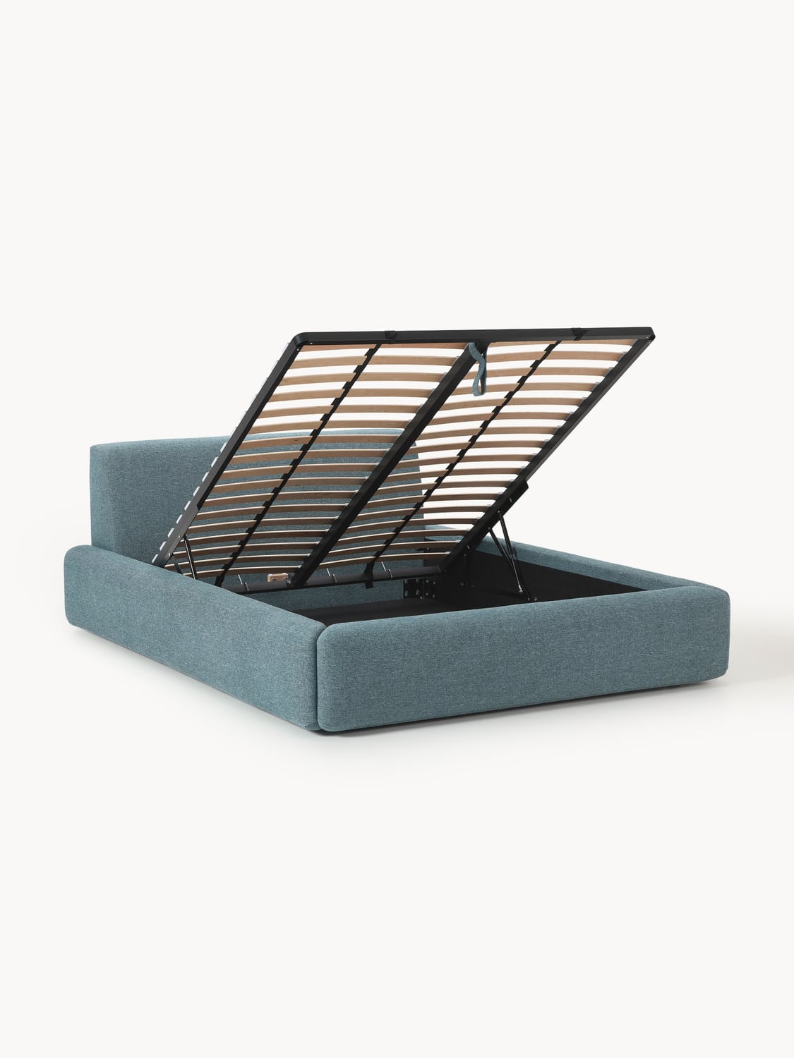 Melva Upholstered Bed with Storage — Stone Grey
