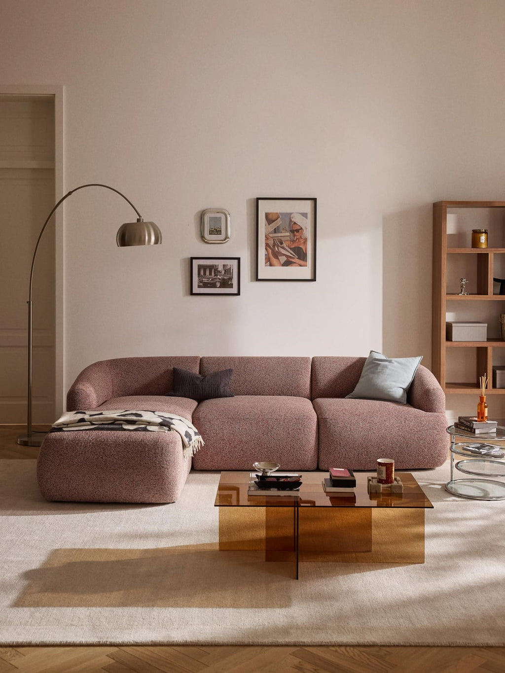 Sofia Modular Bouclé Corner Sofa (3-seater) — Warm Grey
