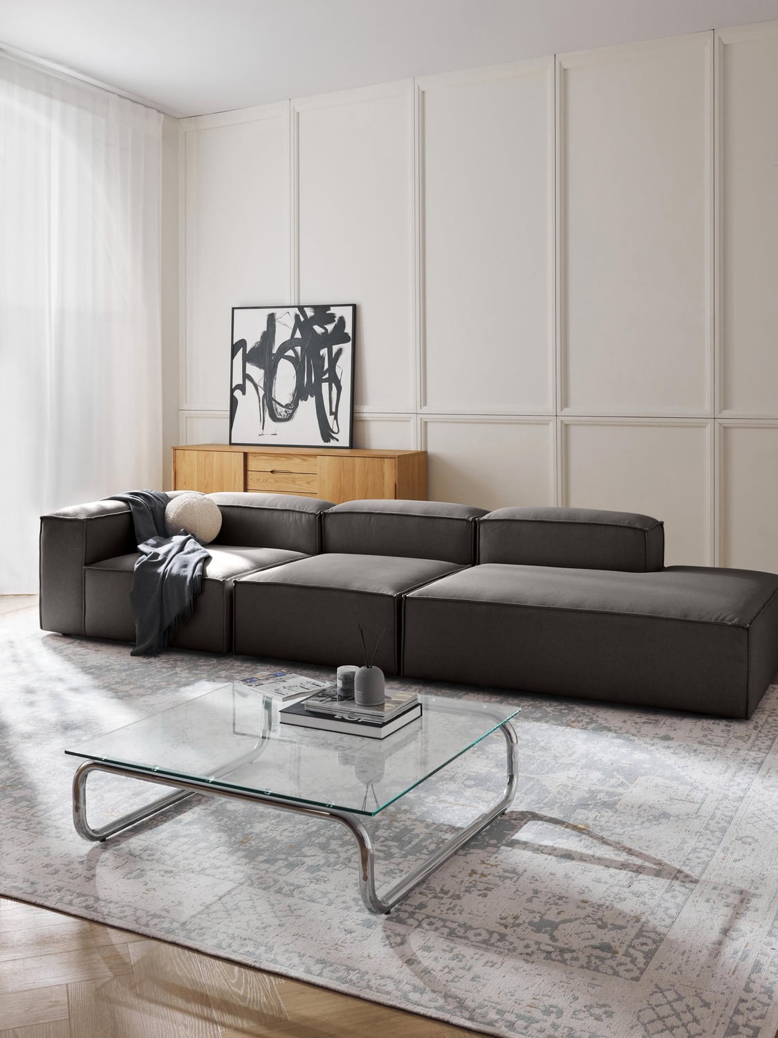 Lennon Modular XL Ottoman — Slate Grey
