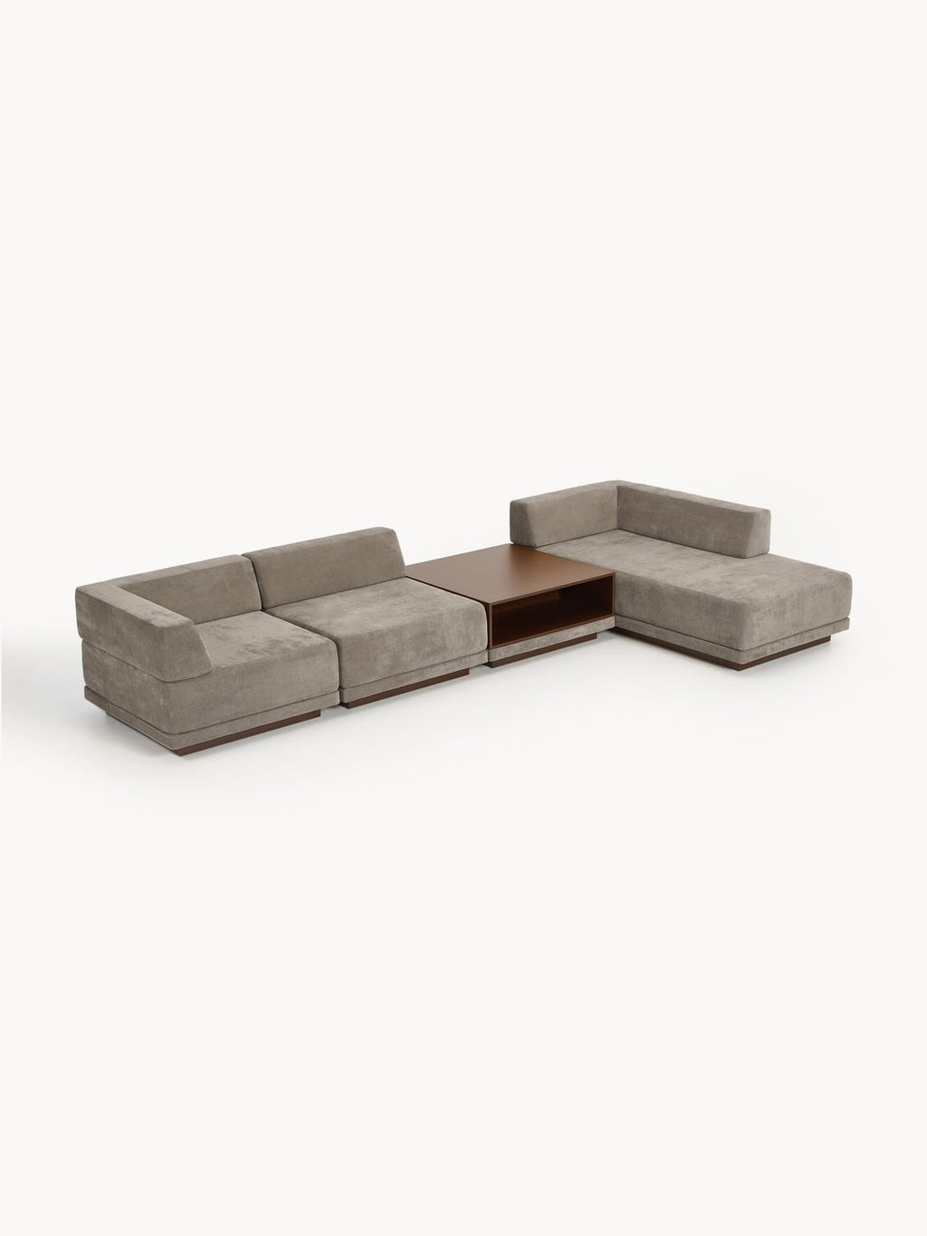 Colin Modular Corner Sofa (4-seater) with Coffee Table — Taupe
