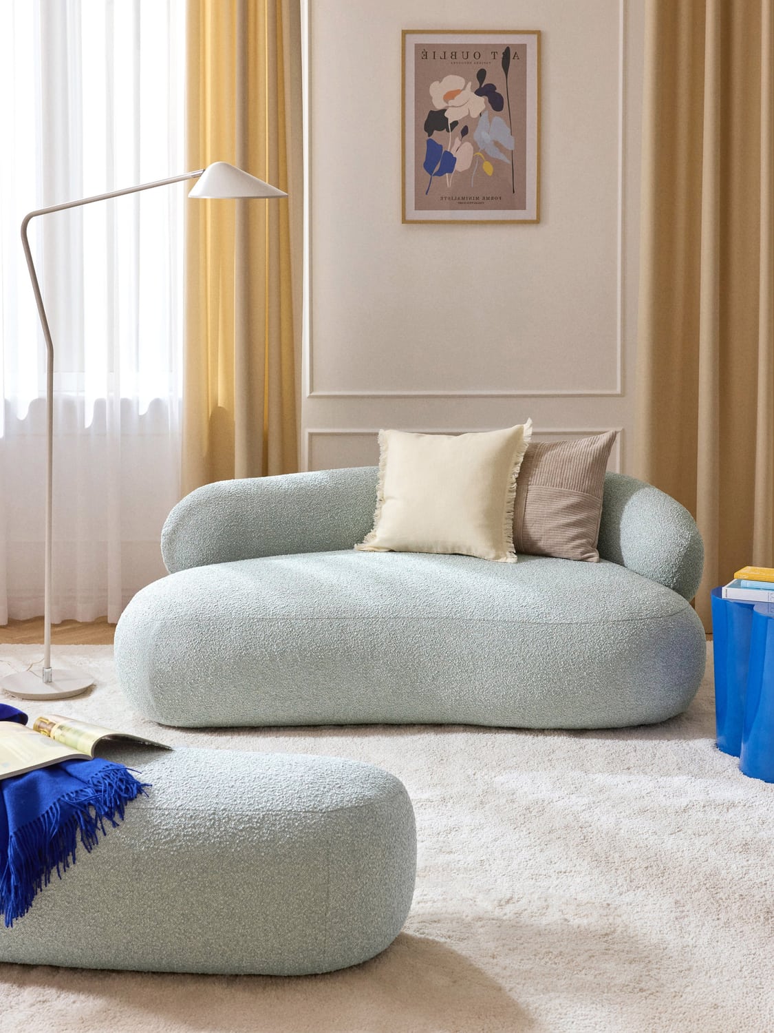 Alba Bouclé Sofa (2-seater) — Light Grey