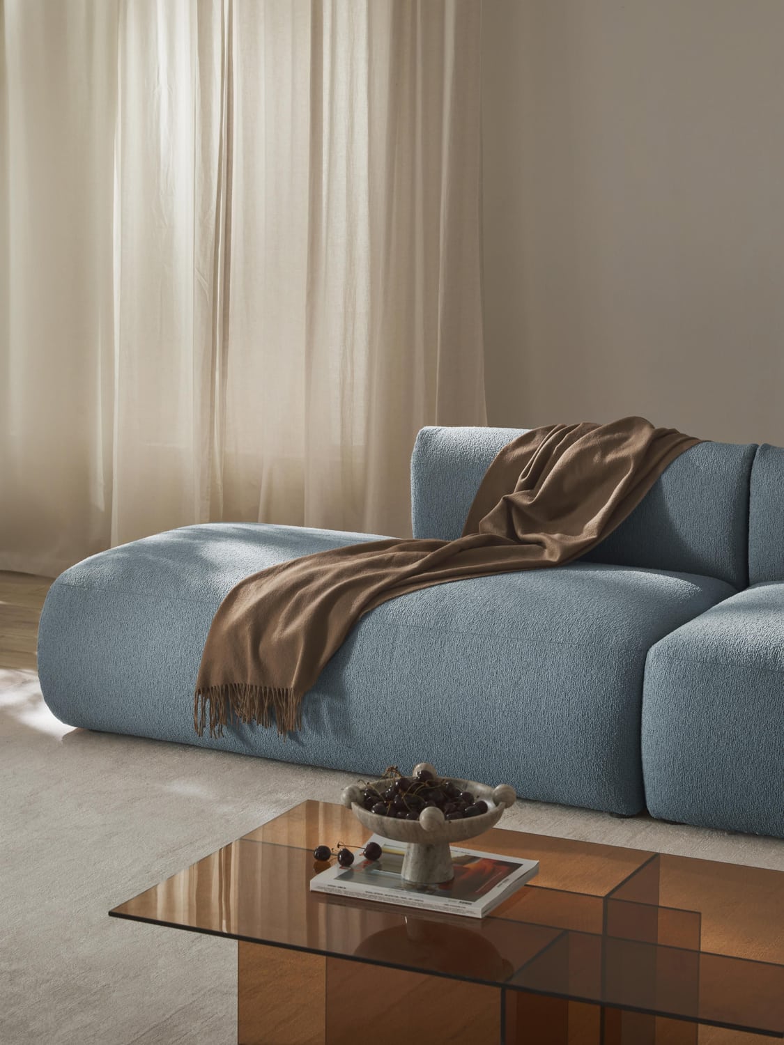 Sofia Bouclé-Chaise-Module — Grey