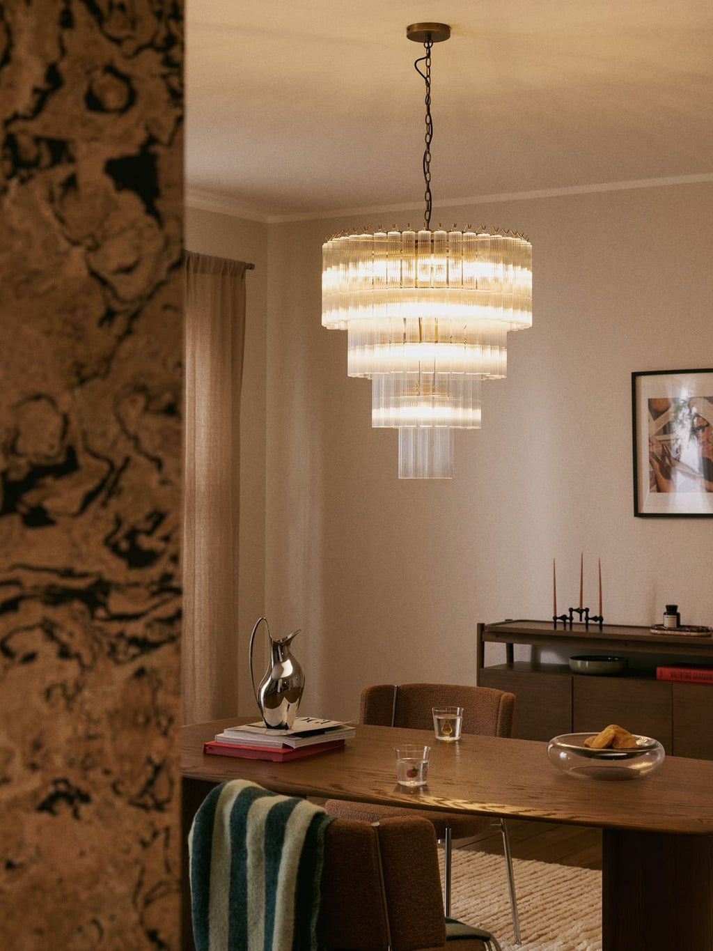 Janae Large Chandelier in Glass — Off-White