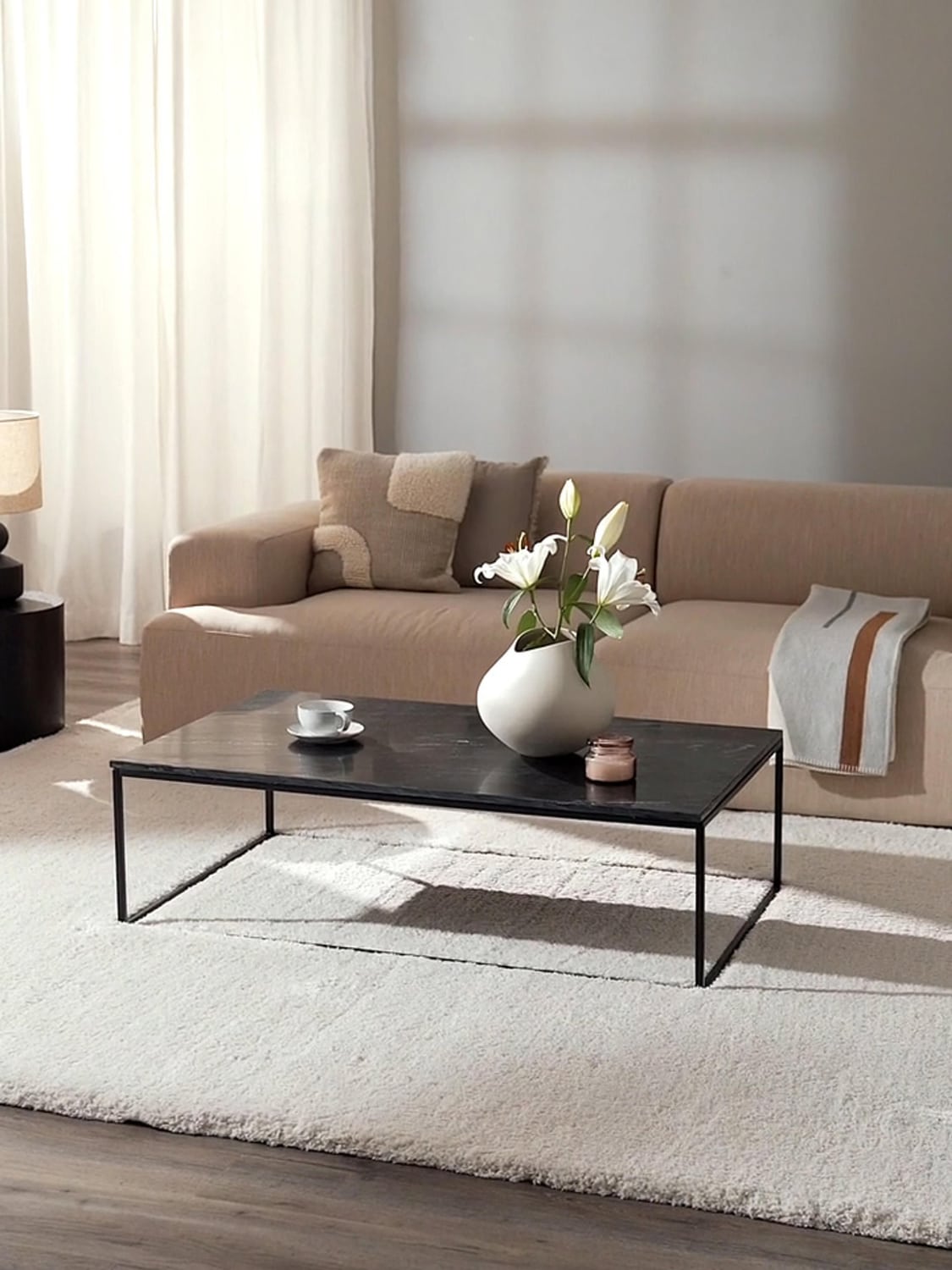 Alys Large Marble-Coffee Table — Taupe