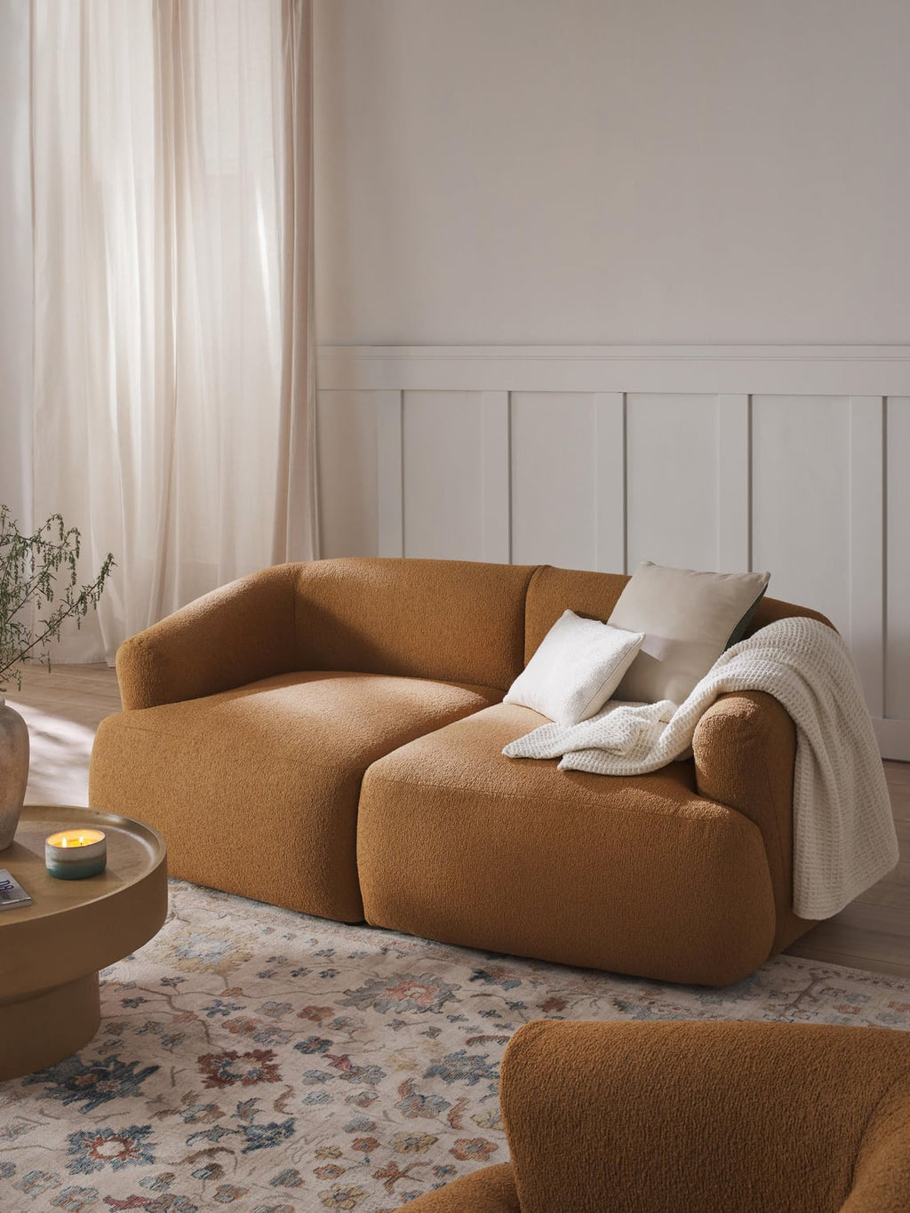 Sofia Bouclé Corner Module — Caramel