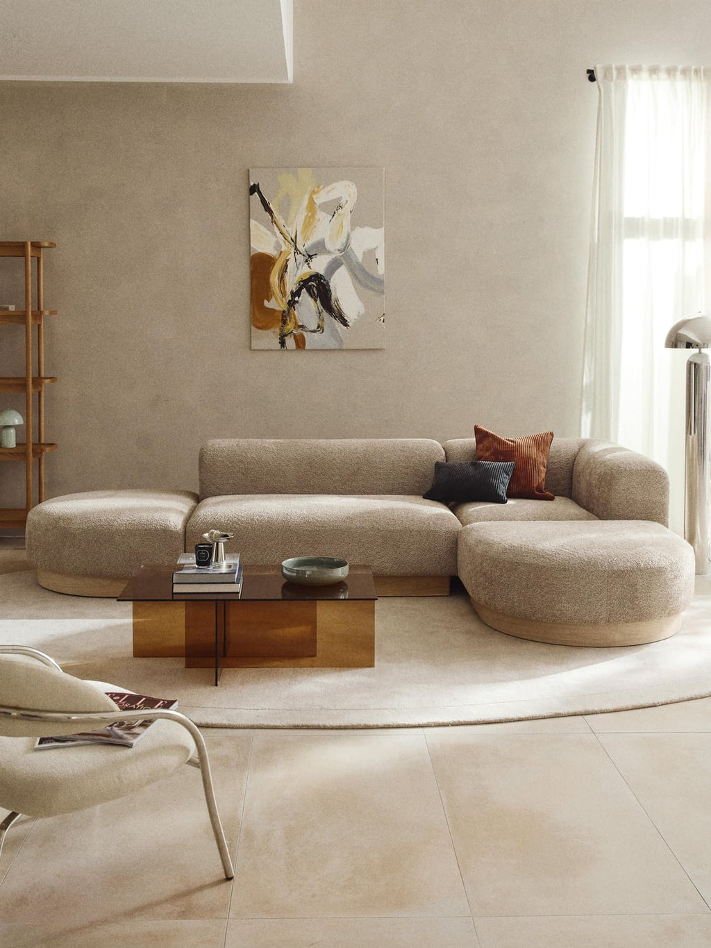 Natalie Modular Corner Sofa in Teddy Bouclé — Sand