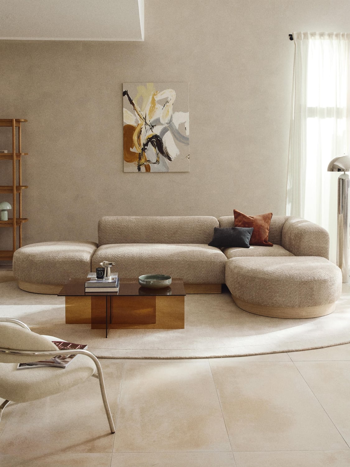 Natalie Modular Corner Sofa in Teddy Bouclé — Sand