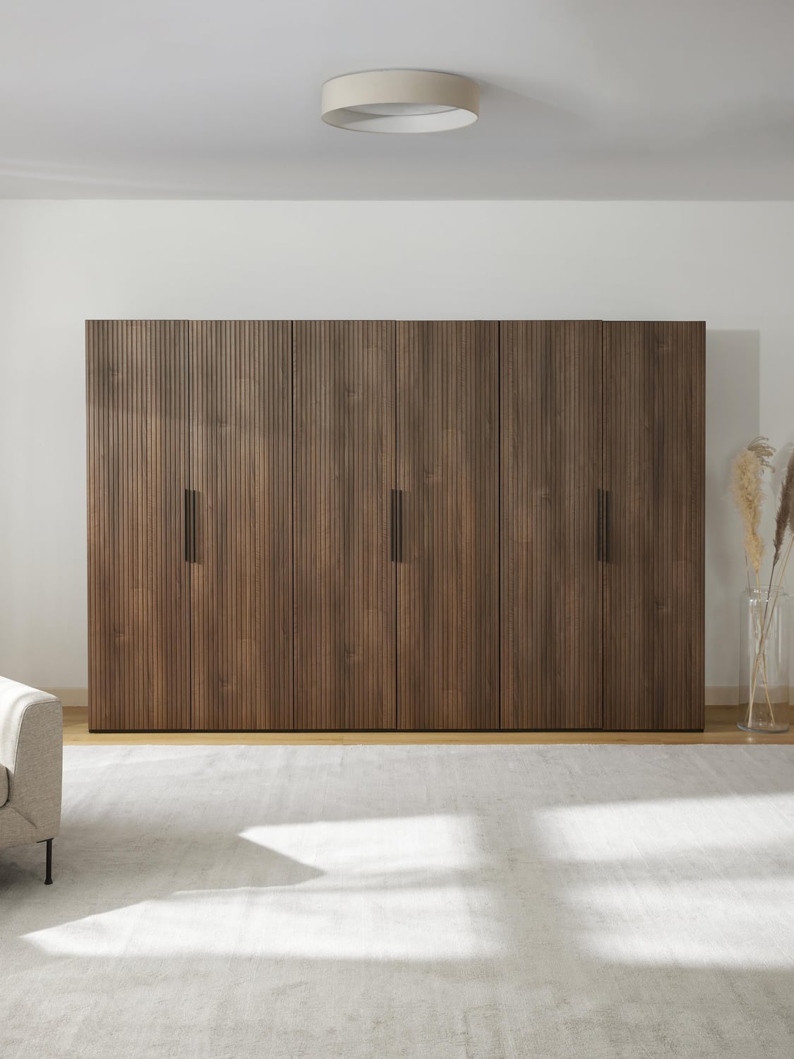 Simone Modular Hinged-Door Wardrobe, 300 cm Width, in various sizes — Olive