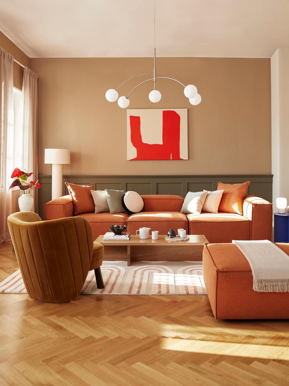 Lennon Modular Sofa (4-seater) with Ottoman (left/right) — Camel