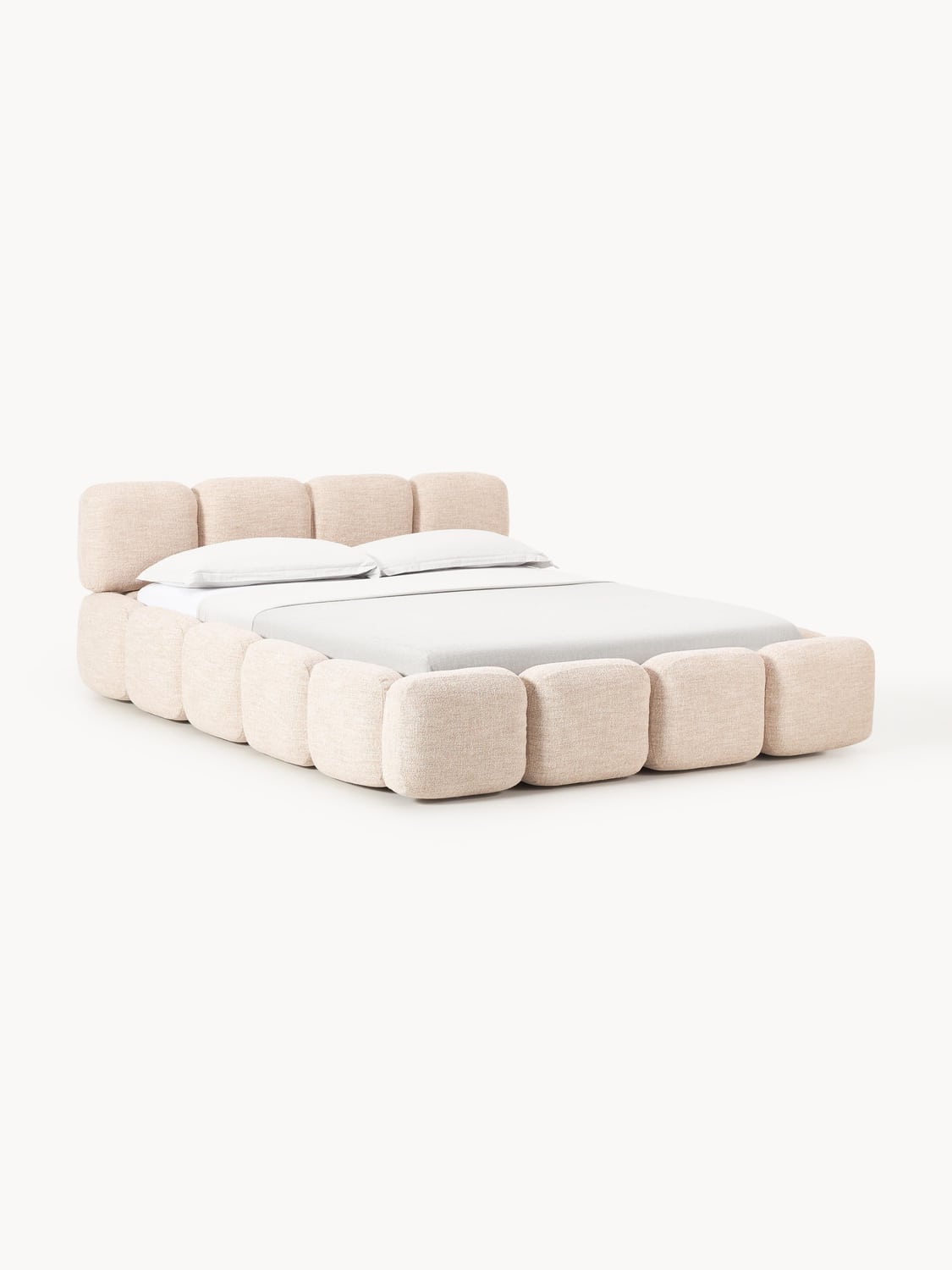 Tayla Upholstered Bed in Bouclé — Blush