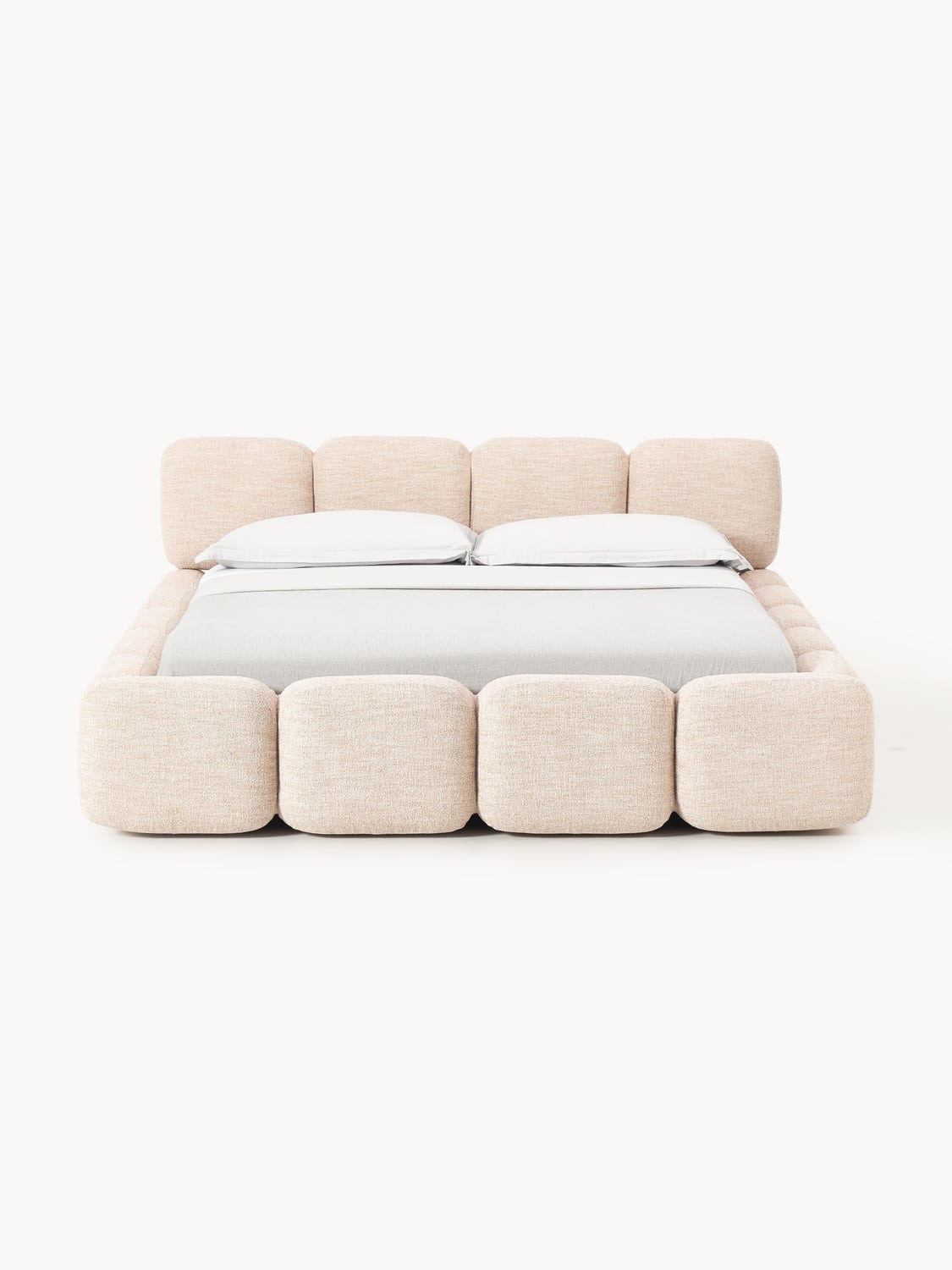 Tayla Upholstered Bed in Bouclé — Blush