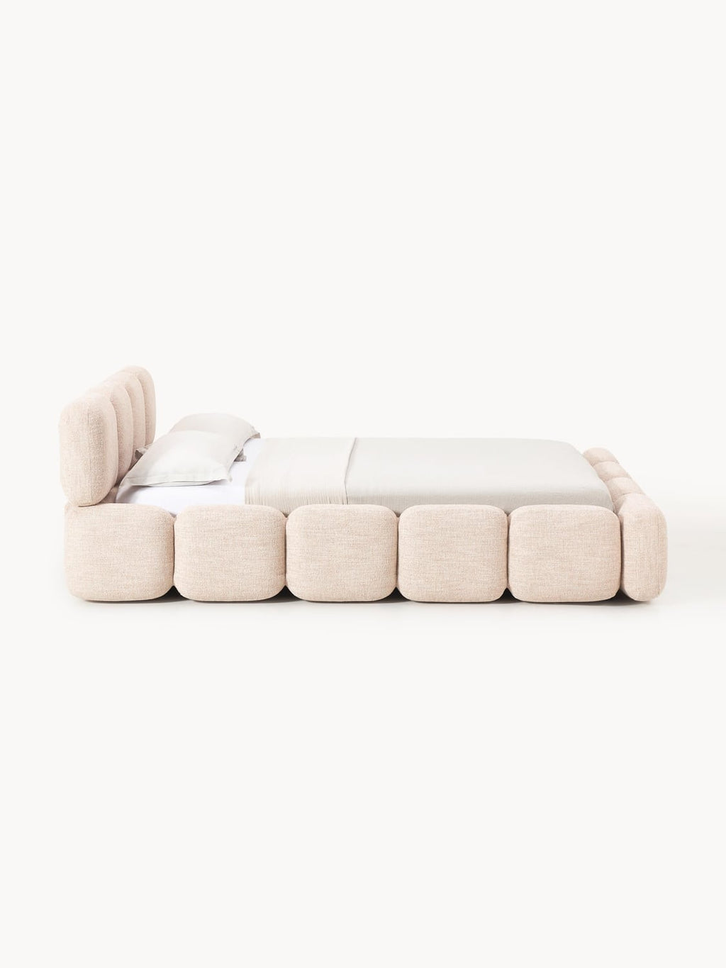 Tayla Upholstered Bed in Bouclé — Blush