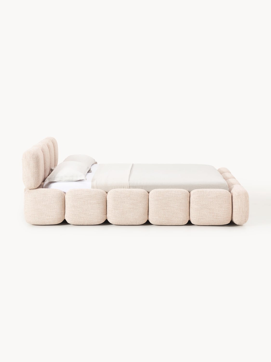 Tayla Upholstered Bed in Bouclé — Blush