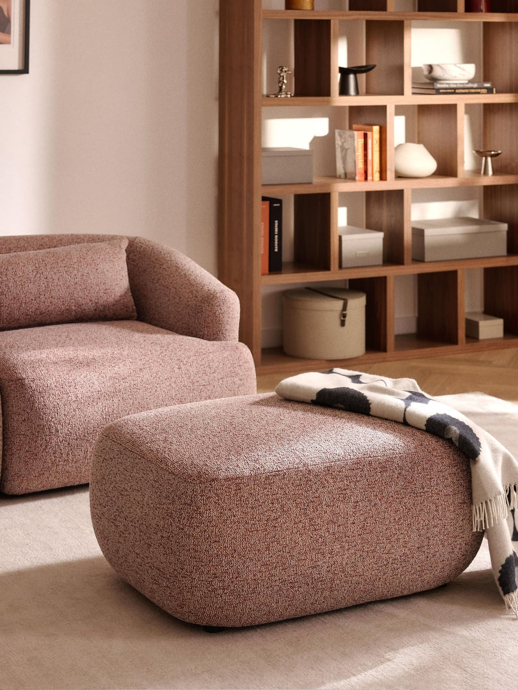 Sofia Bouclé Ottoman — Greige