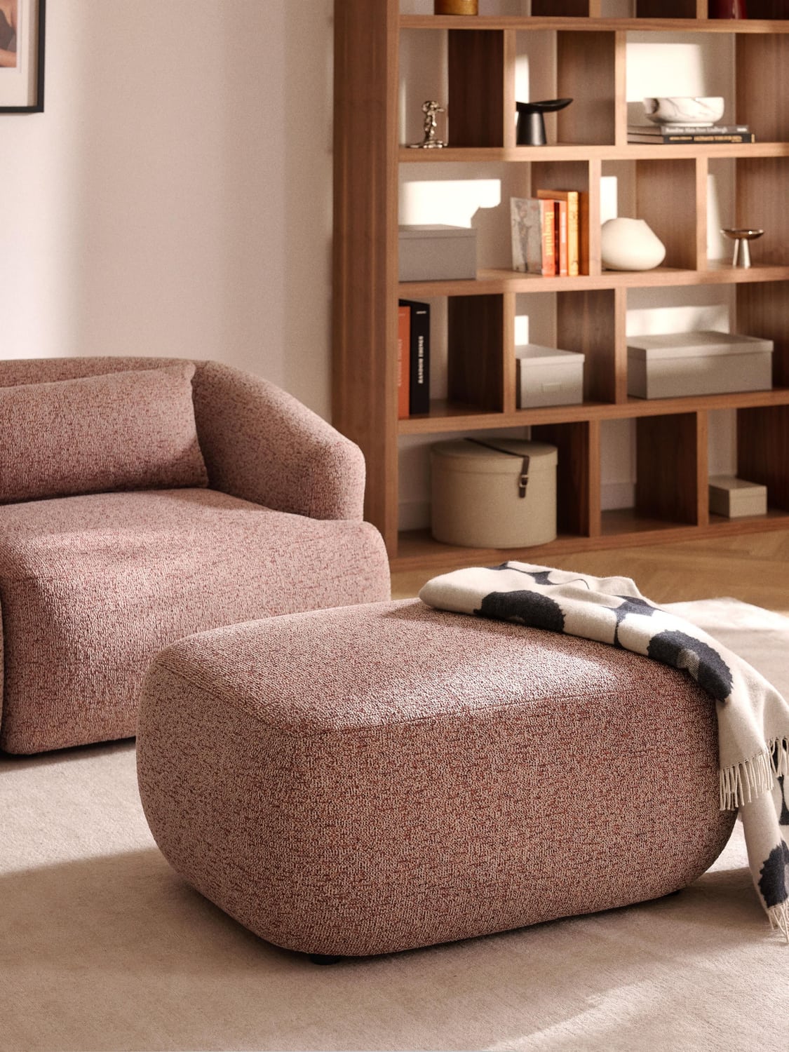 Sofia Bouclé Ottoman — Greige