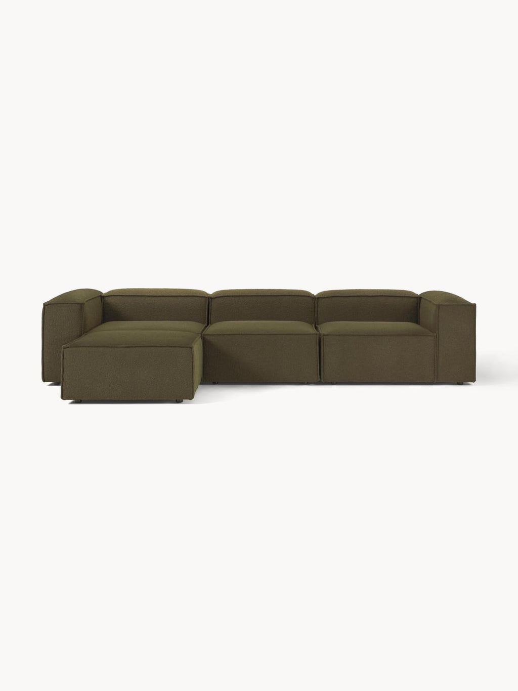 Lennon Modular Sofa (4-seater) in Bouclé with Ottoman (left/right) — Green