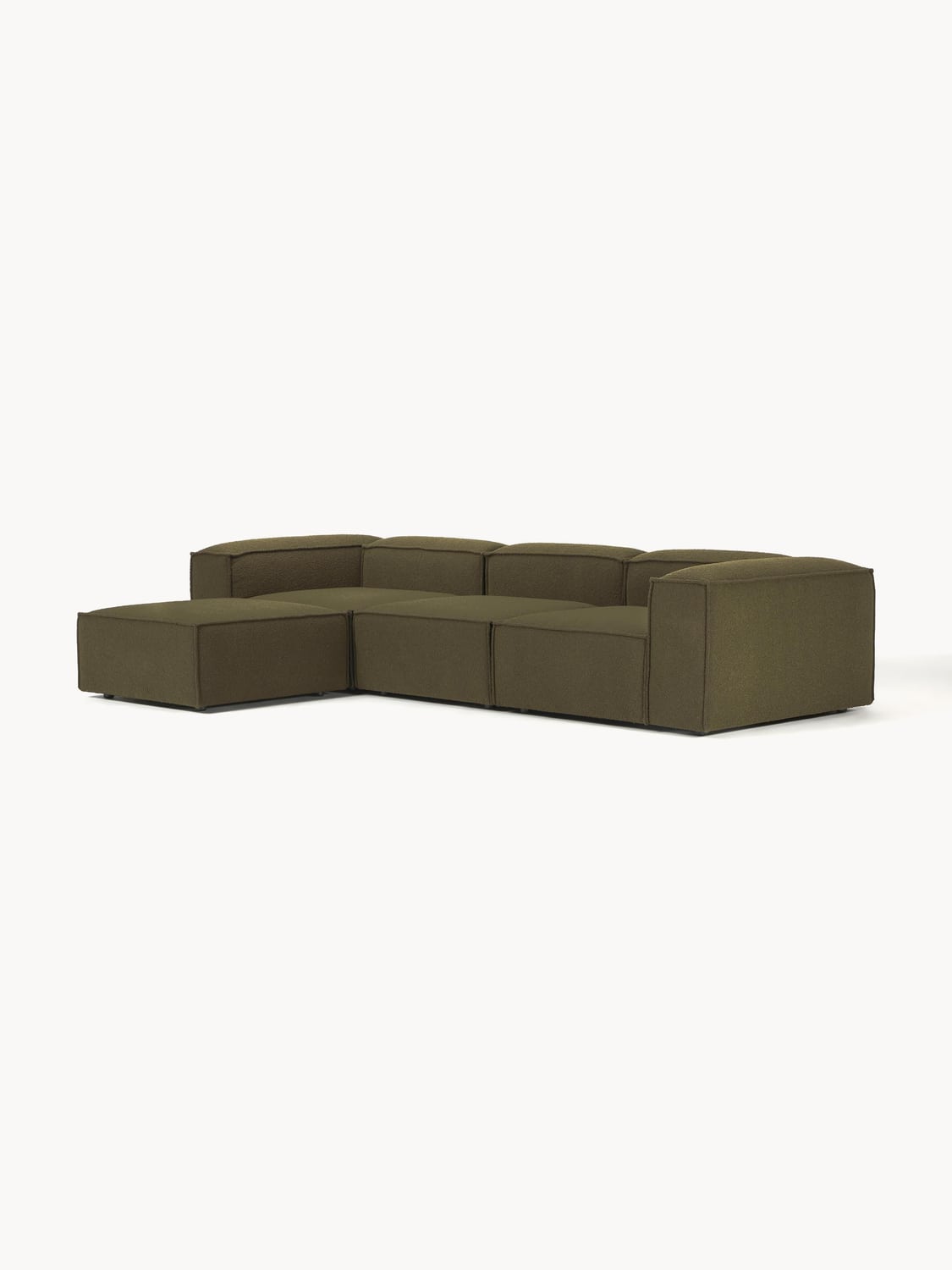 Lennon Modular Sofa (4-seater) in Bouclé with Ottoman (left/right) — Green